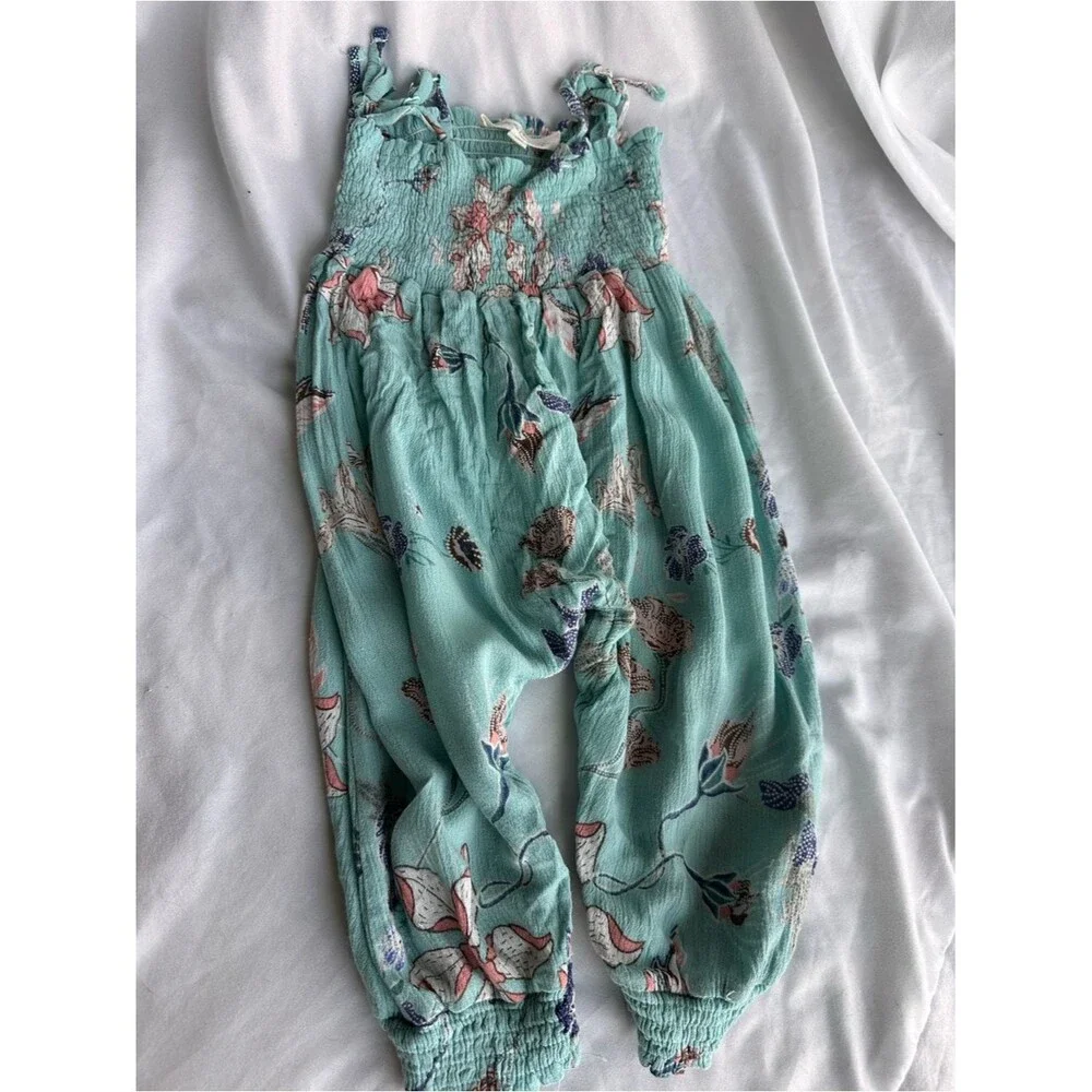 12M Girls' Floral Mint Jumpsuit Romper